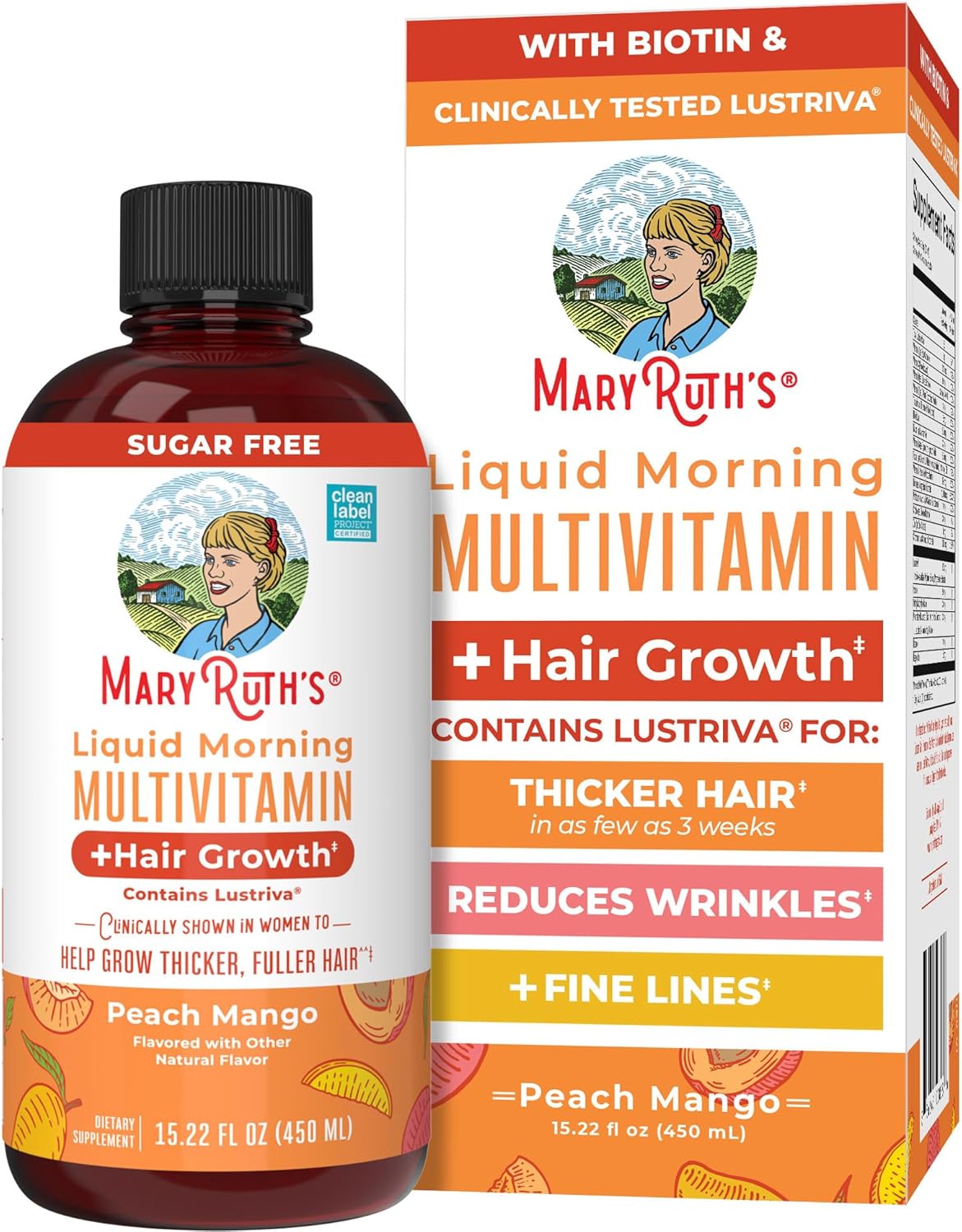 MaryRuth's Liquid Multivitamin + Hair Growth | Peach Mango