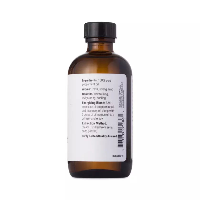 NOW Foods Peppermint Essential Oil, Pure Steam Distilled Peppermint Oil, 4 fl oz