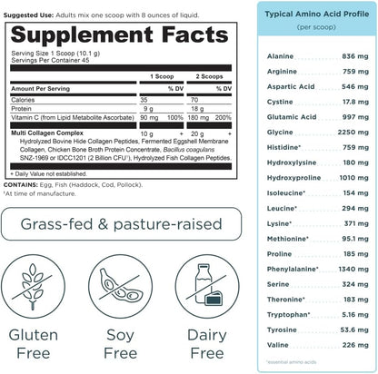 Ancient Nutrition Multi Collagen Protein Powder Unflavored| 45 Servings
