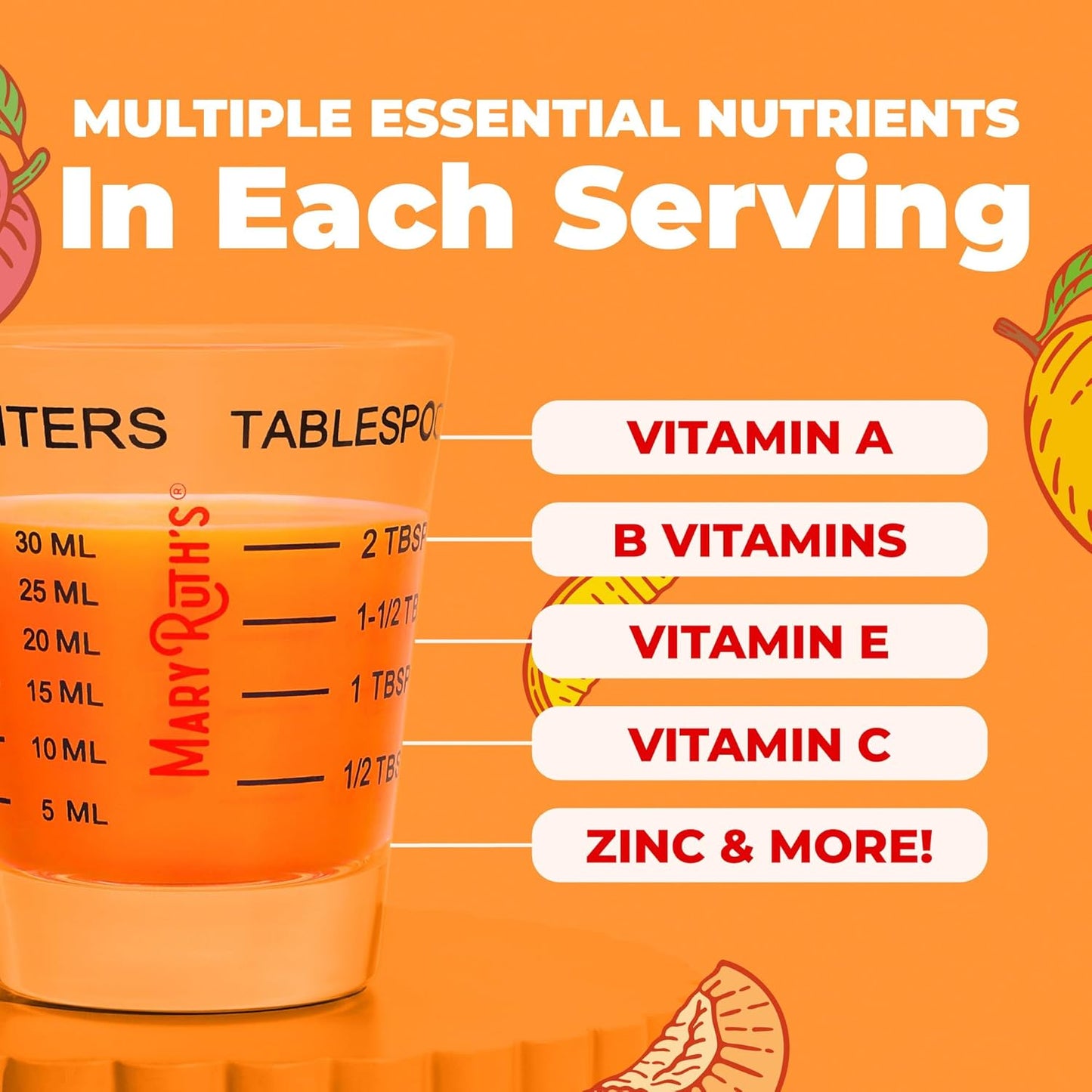 MaryRuth's Liquid Multivitamin + Hair Growth | Peach Mango