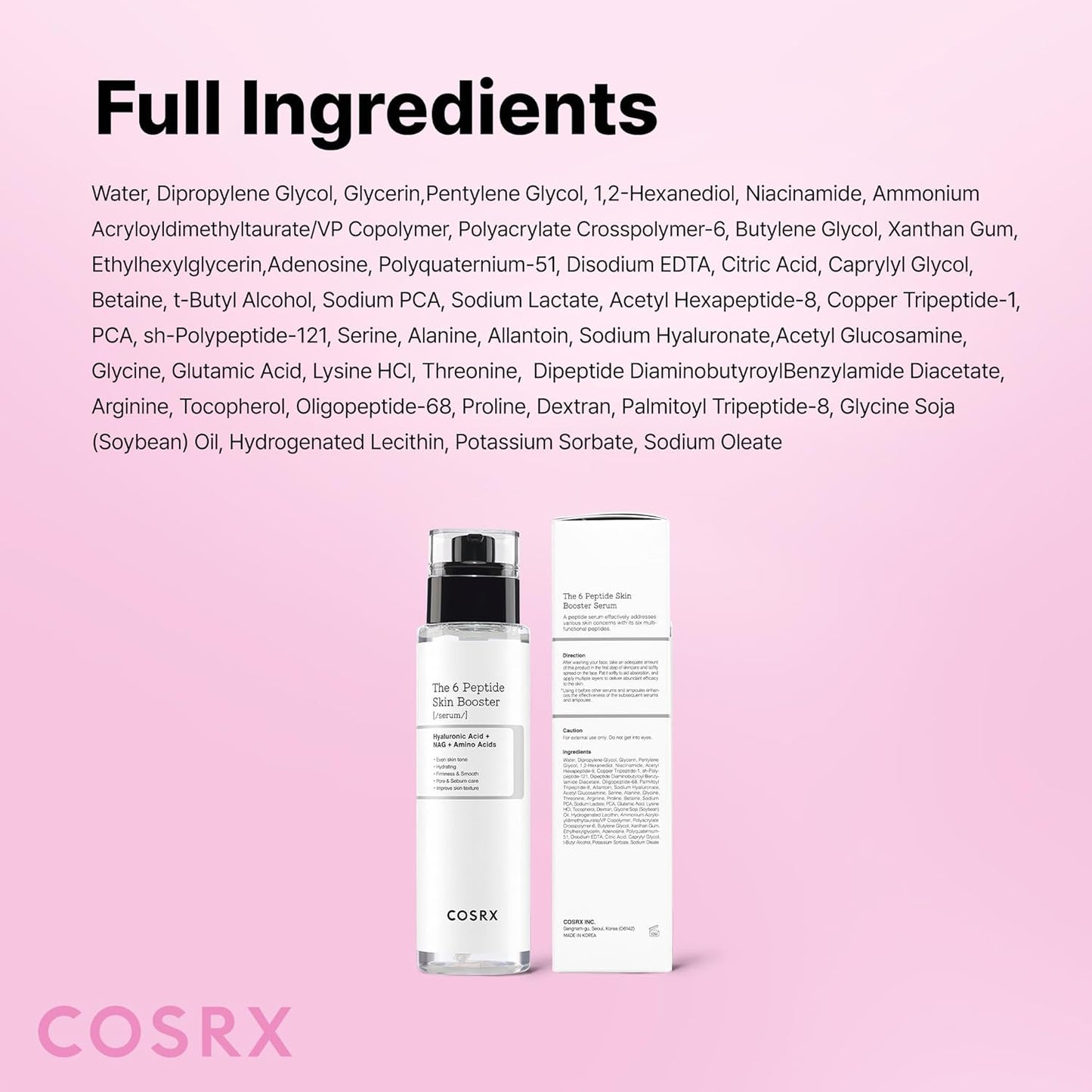 COSRX 6X Peptide Collagen Skin Booster Toner Serum | 5.07 oz