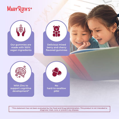 MaryRuth's Kids Organic Multivitamin Gummies | Mixed Bery & Cherry | 60 Count