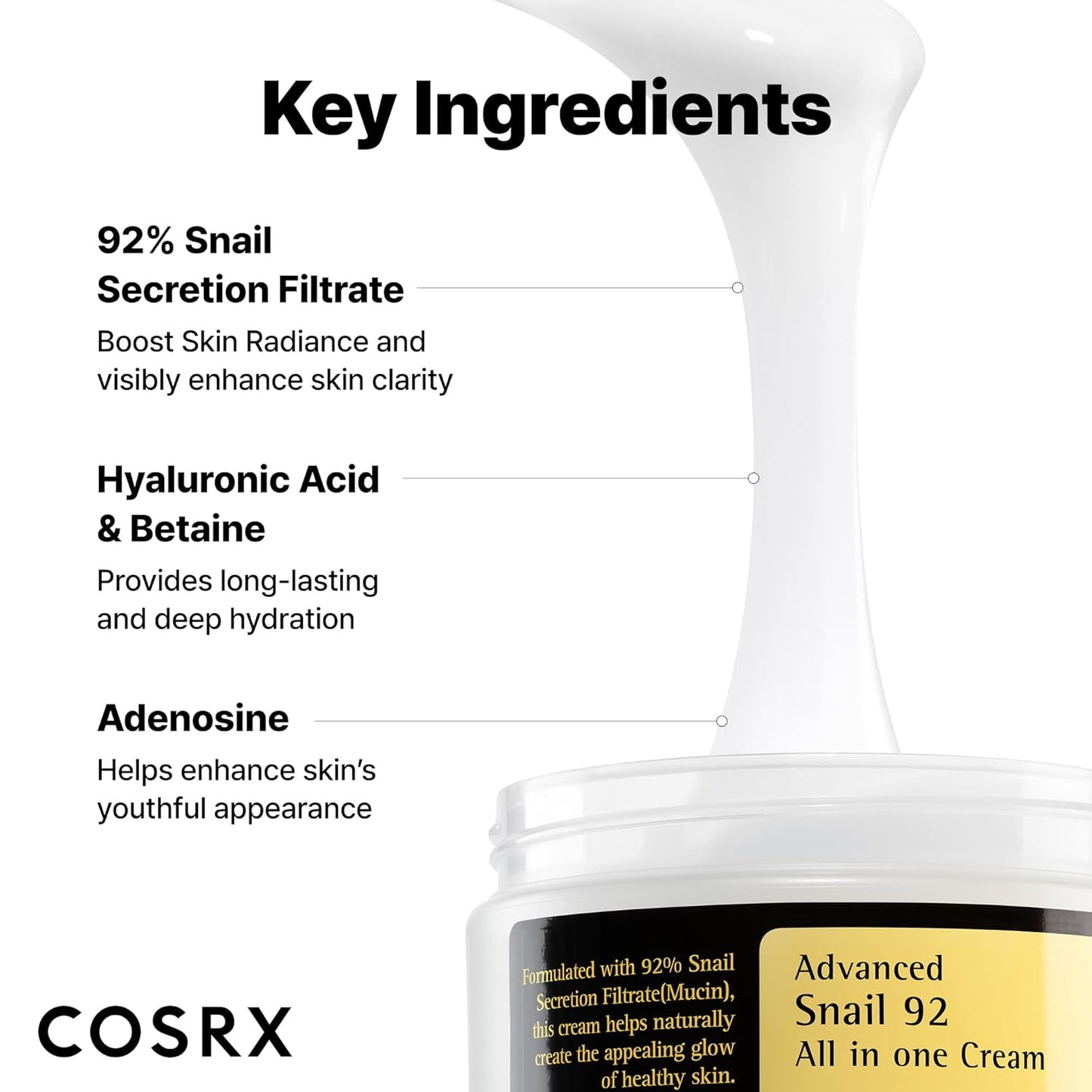 COSRX Snail Mucin 92% Face Moisturizer | 3.52 oz