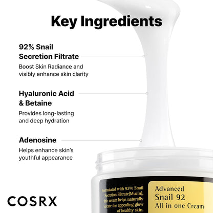 COSRX Snail Mucin 92% Face Moisturizer | 3.52 oz
