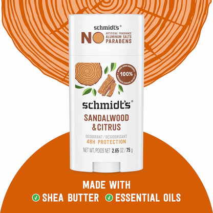 Schmidt's Aluminum-Free Vegan Deodorant Sandalwood & Citrus | 2.65 oz | 2-Pack