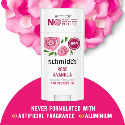 Schmidt's Aluminum-Free Vegan Deodorant Rose & Vanilla | 2.65 oz | 2-Pack