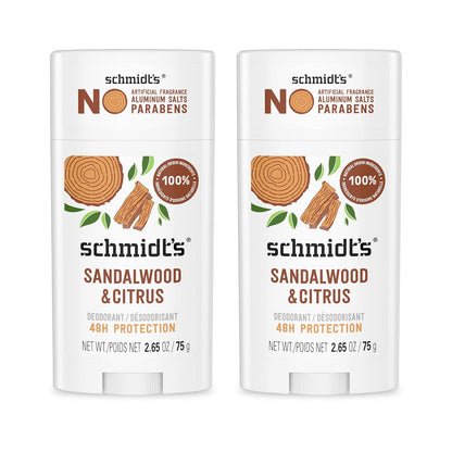 Schmidt's Aluminum-Free Vegan Deodorant Sandalwood & Citrus | 2.65 oz | 2-Pack