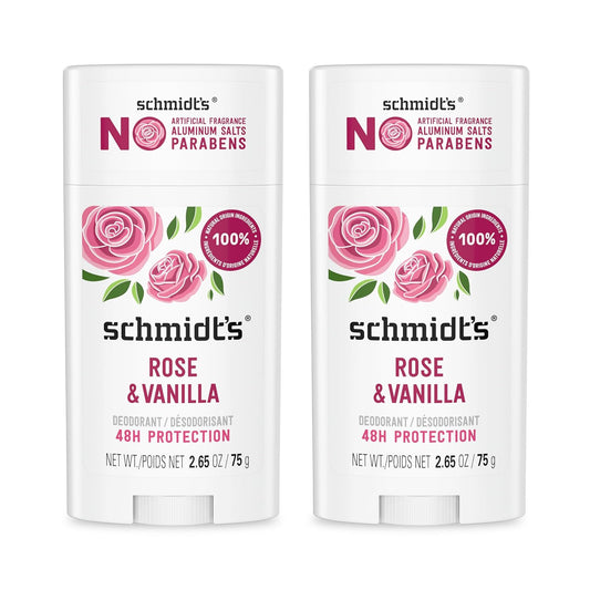Schmidt's Aluminum-Free Vegan Deodorant Rose & Vanilla | 2.65 oz | 2-Pack