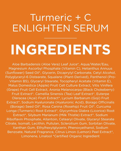 Andalou Naturals Turmeric + Vitamin C Enlighten Serum | 1.1 fl oz