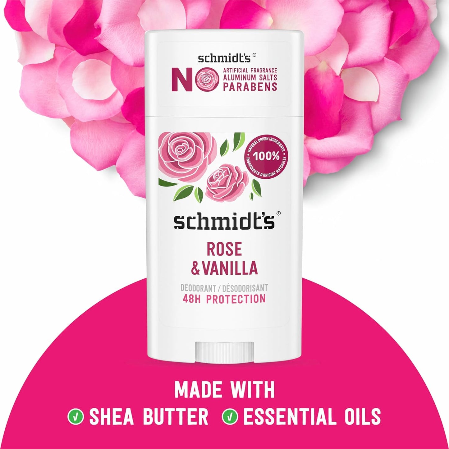 Schmidt's Aluminum-Free Vegan Deodorant Rose & Vanilla | 2.65 oz | 2-Pack
