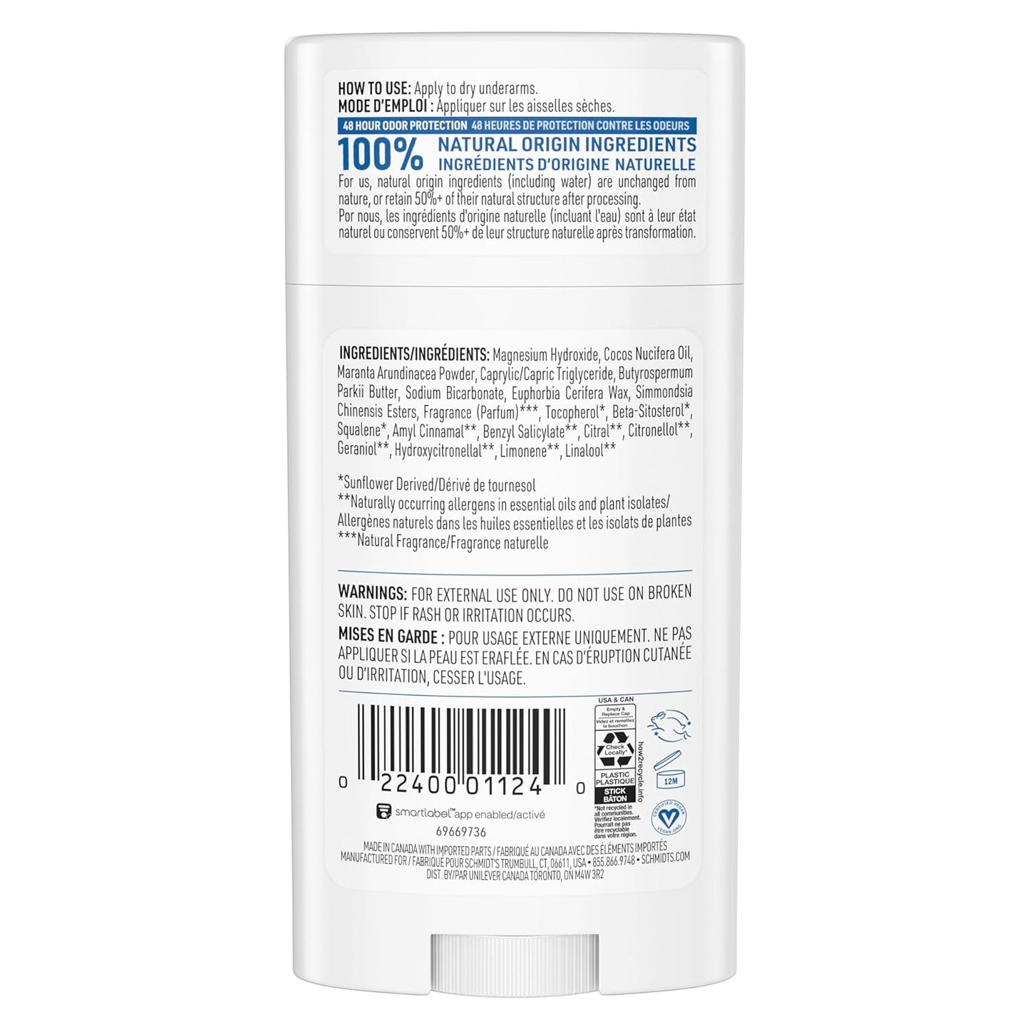 Schmidt's Aluminum-Free Vegan Deodorant Fresh Rain & Birch | 2.65 oz | 2-Pack