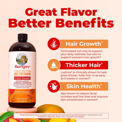 MaryRuth's Liquid Multivitamin + Hair Growth | Peach Mango