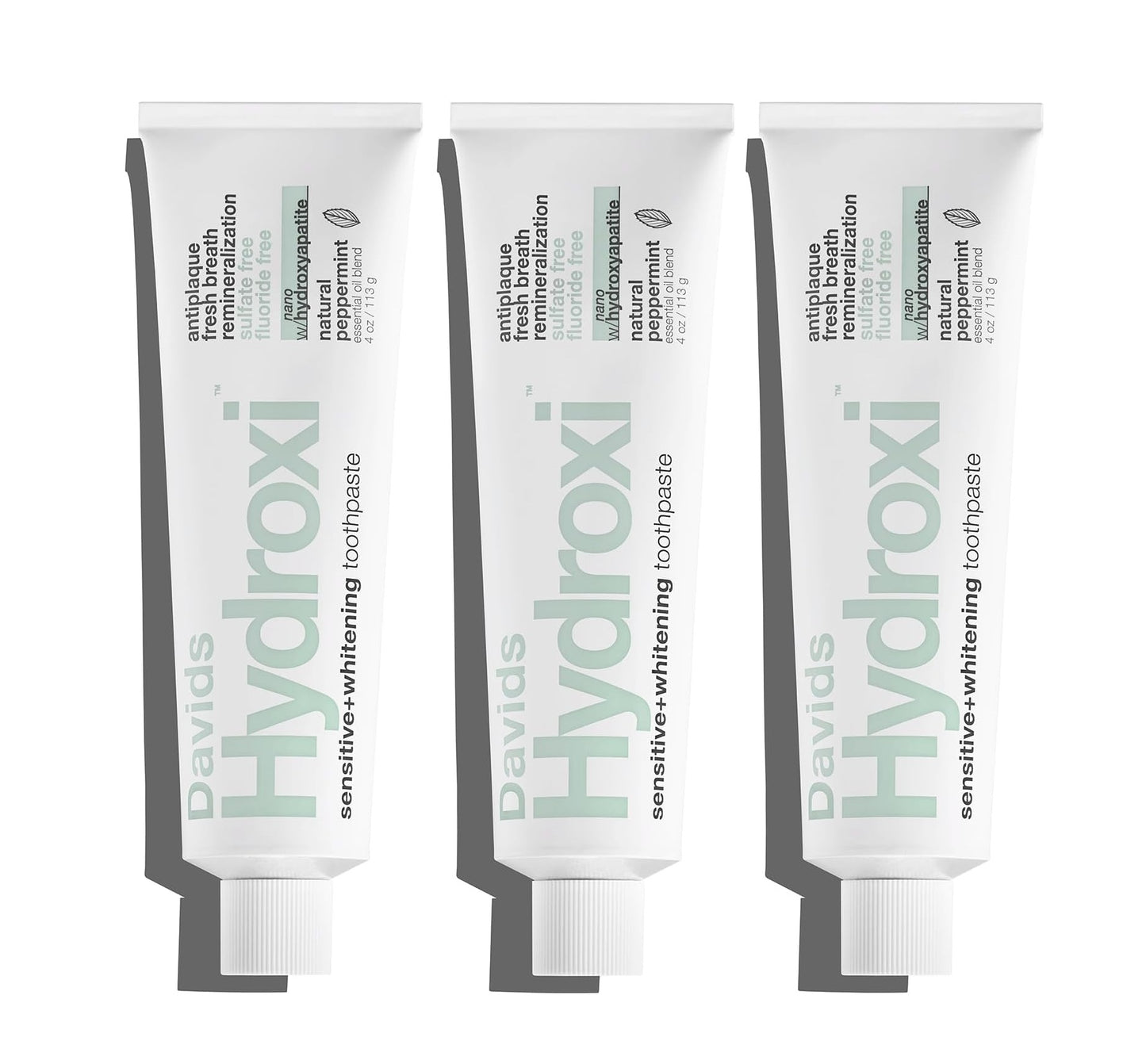 Davids Sensitive + Whitening Toothpaste, Natural Peppermint, Fluoride Free, 3 Pack
