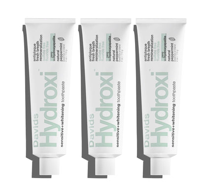 Davids Sensitive + Whitening Toothpaste, Natural Peppermint, Fluoride Free, 3 Pack