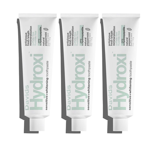 Davids Sensitive + Whitening Toothpaste, Natural Peppermint, Fluoride Free, 3 Pack