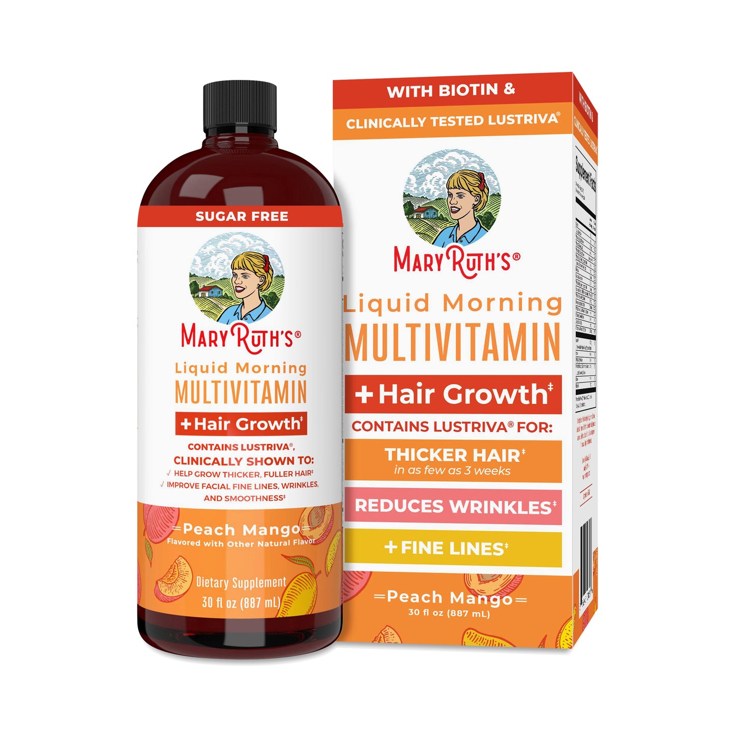 MaryRuth's Liquid Multivitamin + Hair Growth | Peach Mango