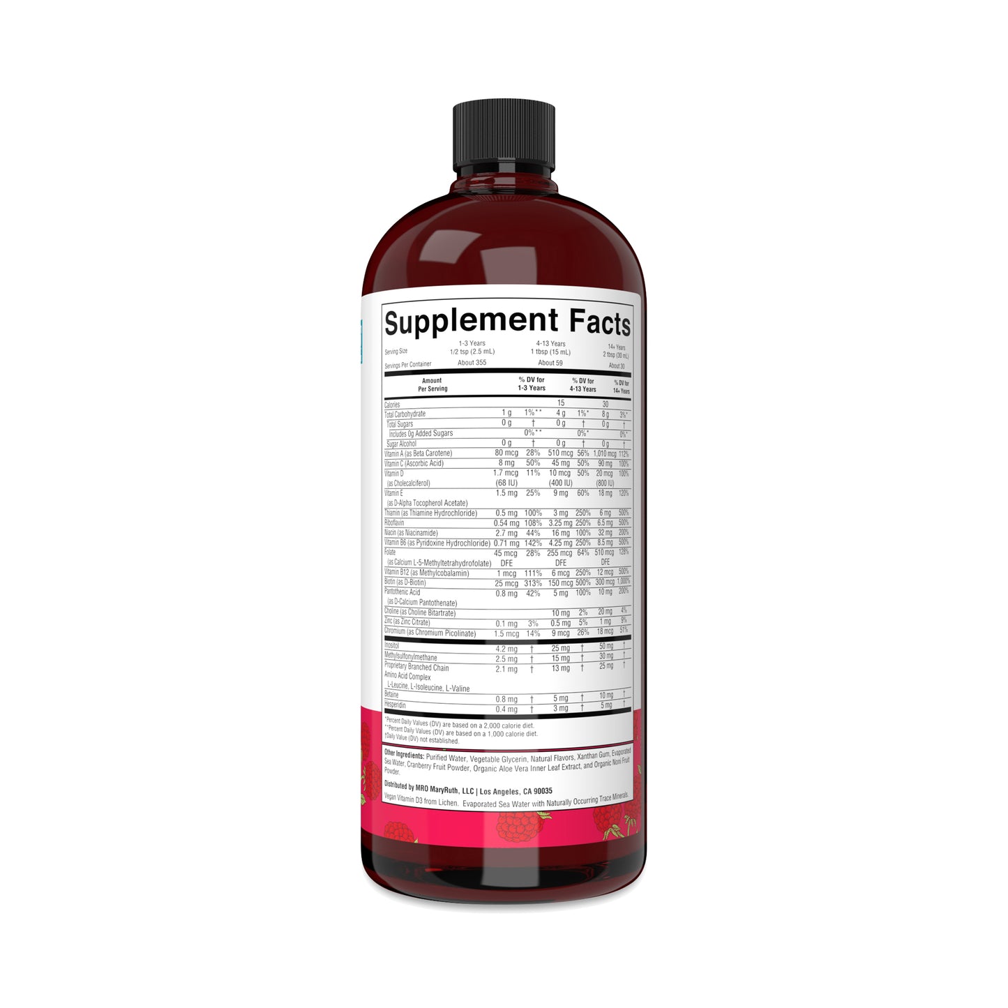 MARYRUTH'S Liquid Multivitamin for Women, Men & Kids | Broad Spectrum | Raspberry